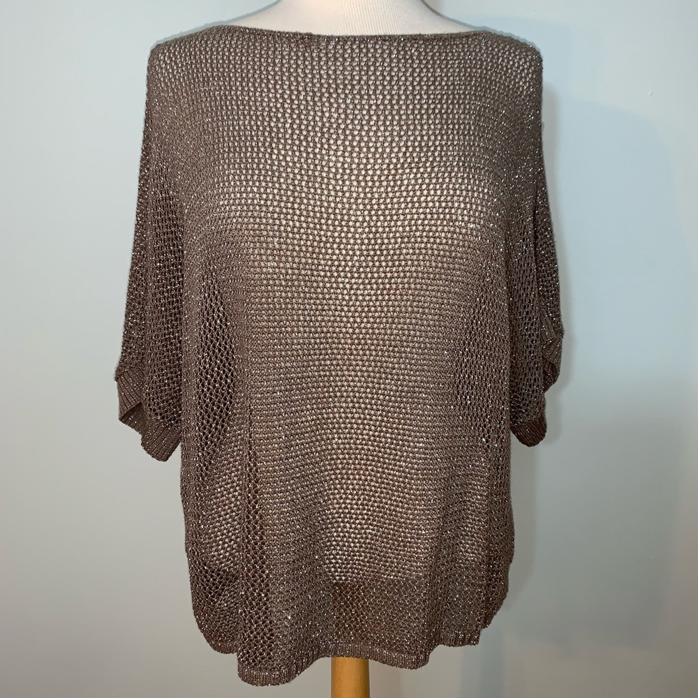 A.n.a. Large knit tan metallic sweater